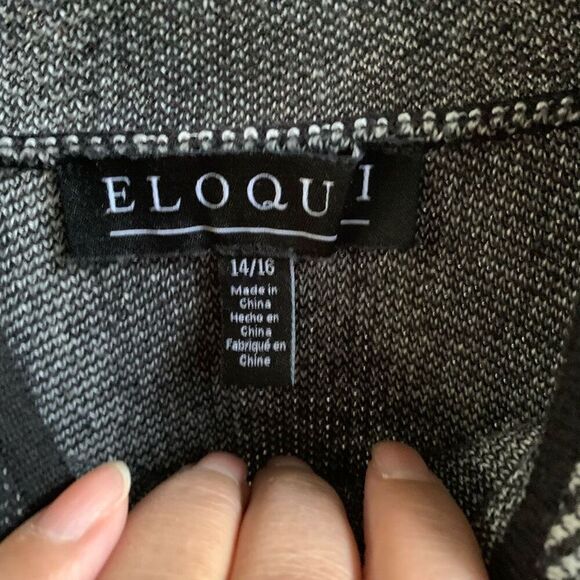 Eloquii womens plus Mock Neck Windowpane Plaid Sweater - Picture 6 of 10